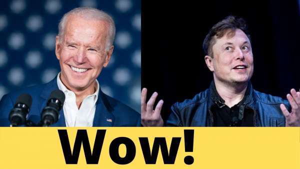 Tesla CEO Elon Musk and Joe Biden