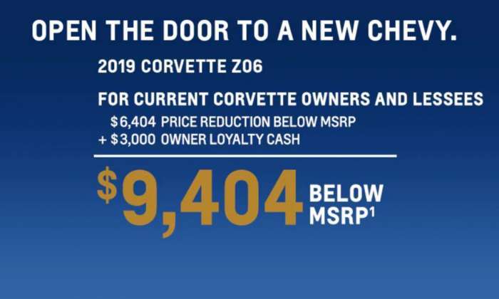 Chevrolet Corvete August 2019 Incentive and Discount Information