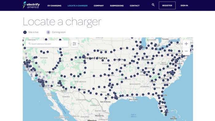 Electrify America Charging Map