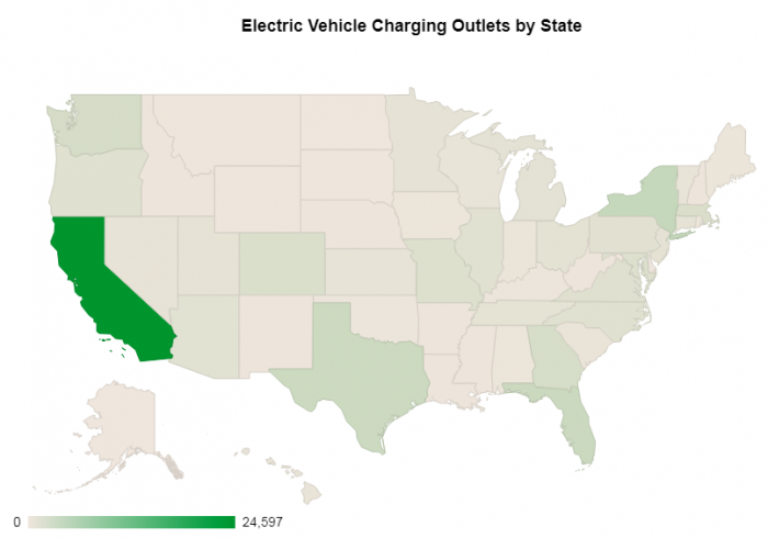 U.S. EV charger map by state