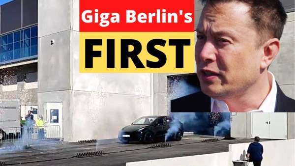 First Tesla Model Y from Giga Berlin drives outside