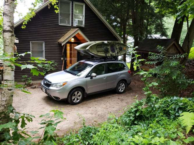 subaru forester with kayaks