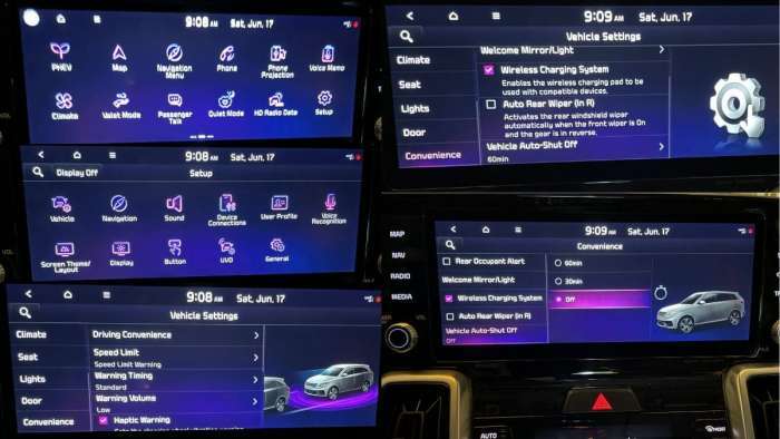 screen shots showing how to turn off auto shut-off in Kia Sorento PHEV