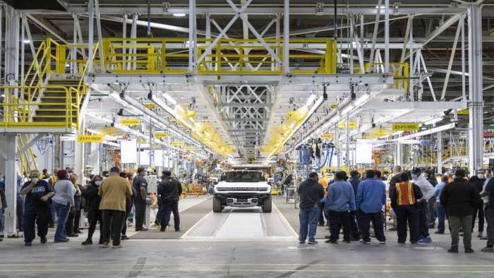 Hummer EV assembly line audience