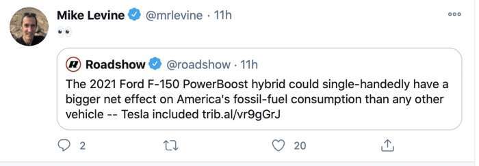 Mike Levine hybrid F-150 tweet