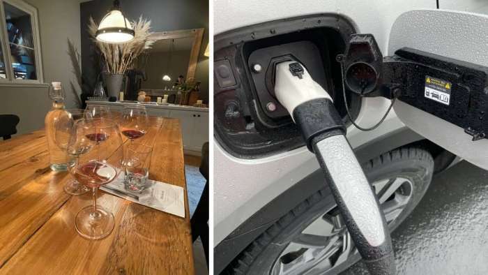 Wine tasting and PHEV charging with Tesla Destination adapter