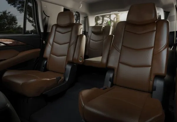 The 2015 Cadillac Escalade rear interior