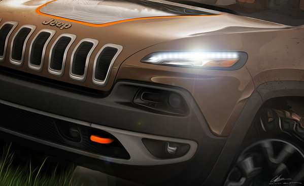 A teaser of the 2014 Jeep Cherokee headed to SEMA