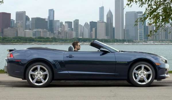 The 2014 Chevrolet Camaro Convertible with the top down