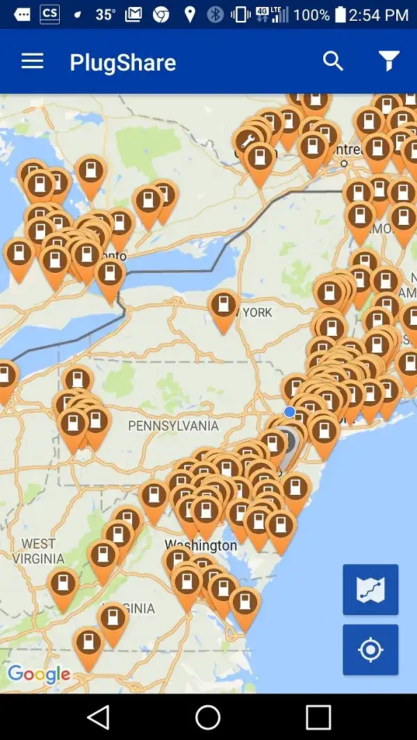 DC Fast Charger map