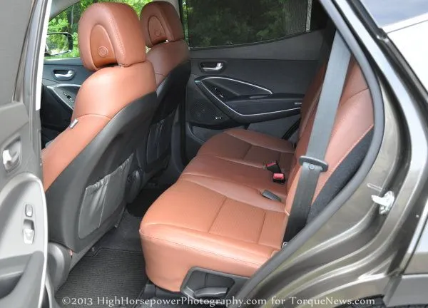 The rear seats of the 2013 Hyundai Santa Fe Sport AWD 2.0T 