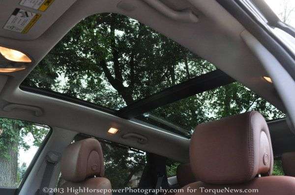 The panoramic sunroof of the 2013 Hyundai Santa Fe Sport AWD 2.0T