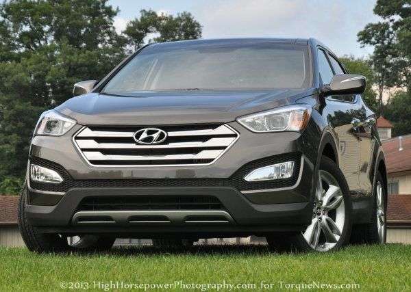 The front end of the 2013 Hyundai Santa Fe Sport AWD 2.0T 