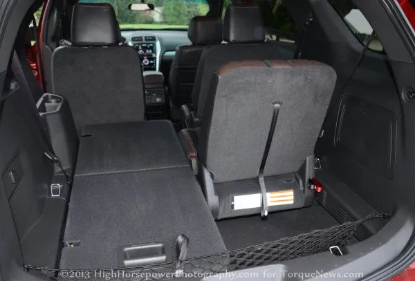 The rear cargo area of the 2013 Ford Explorer Sport
