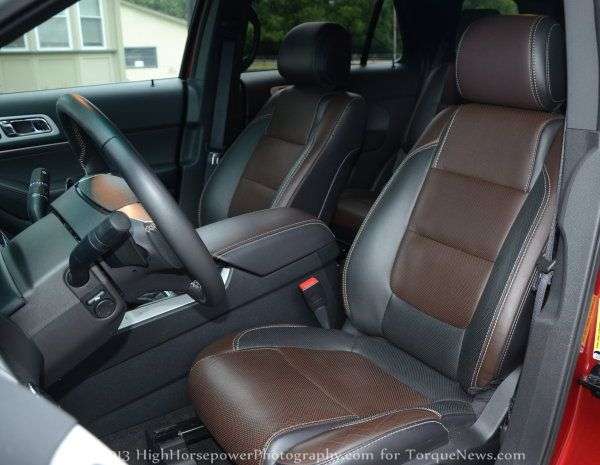The front interior of the 2013 Ford Explorer Sport