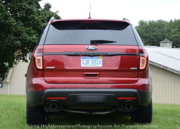 The rear end of the 2013 Ford Explorer Sport