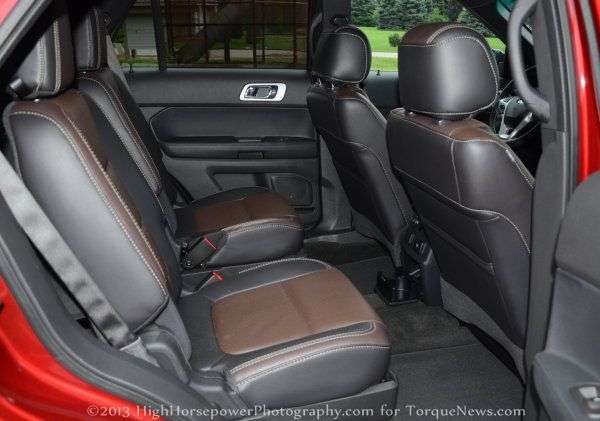 The rear seats of the 2013 Ford Explorer Sport