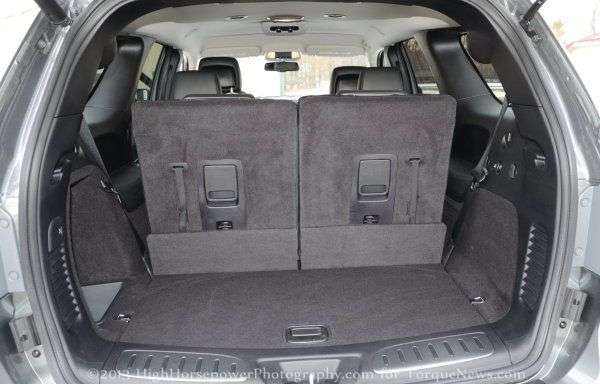 The rear cargo area of the 2013 Dodge Durango R/T