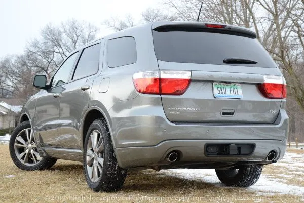 The rear end of the 2013 Dodge Durango R/T