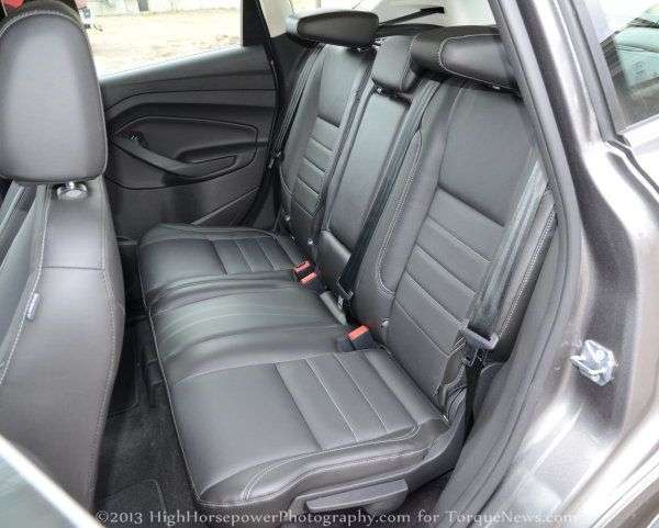 The rear seats of the 2013 Ford C-Max SEL Hybrid