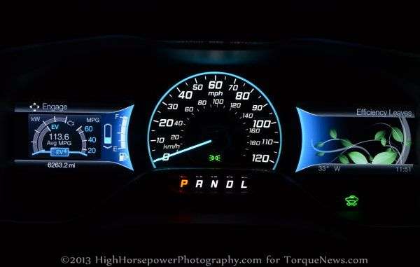 The gauge cluster of the 2013 Ford C-Max SEL Hybrid