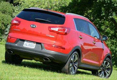 The rear end of the 2013 Kia Sportage SV AWD