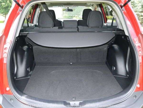 The rear cargo area of the 2013 Toyota RAV4 XLE AWD