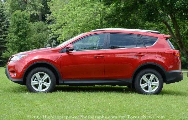 The side profile of the 2013 Toyota RAV4 XLE AWD