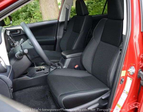The front interior of the 2013 Toyota RAV4 XLE AWD