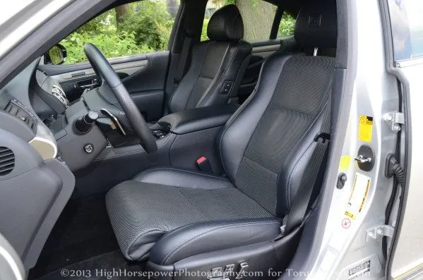 The front seats of the 2013 Lexus LS460 F Sport AWD