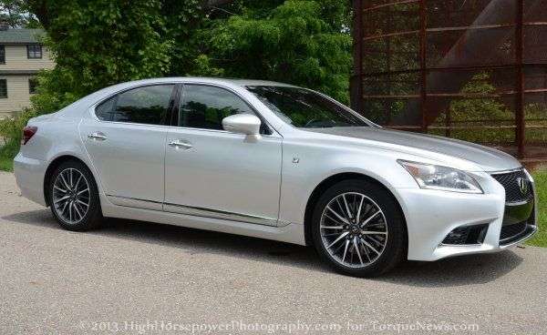 A driving shot of the 2013 Lexus LS460 F Sport AWD