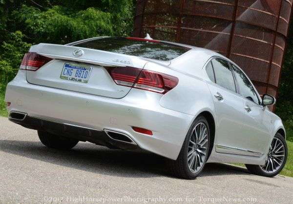 The rear end of the 2013 Lexus LS460 F Sport AWD