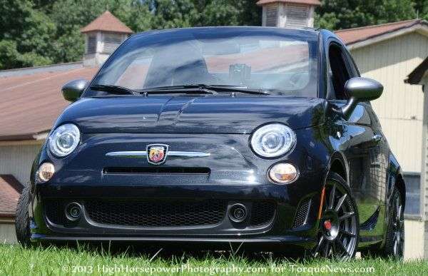 The front end of the 2013 Fiat 500C Abarth