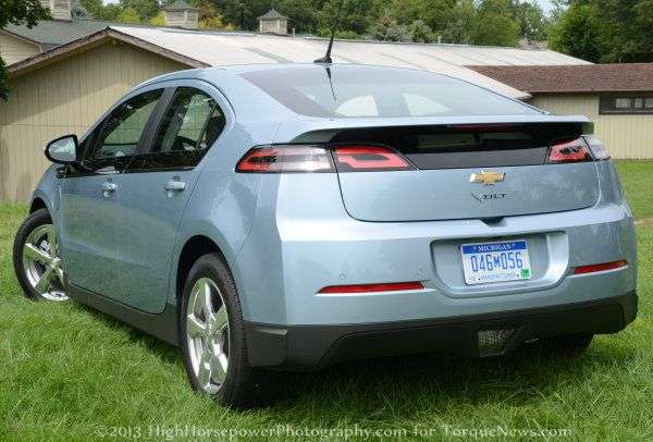 The rear end of the 2013 Chevrolet Volt