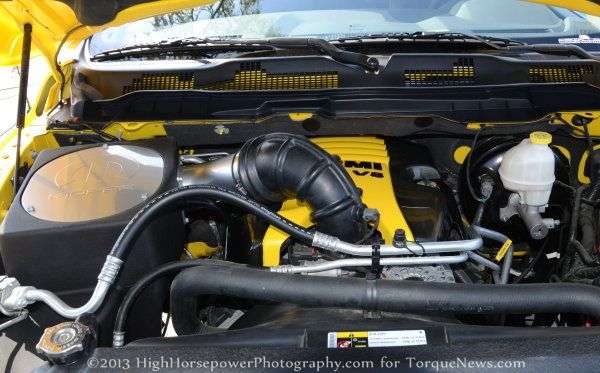 The engine bay of the Ram 1500 Rumble Bee Concept