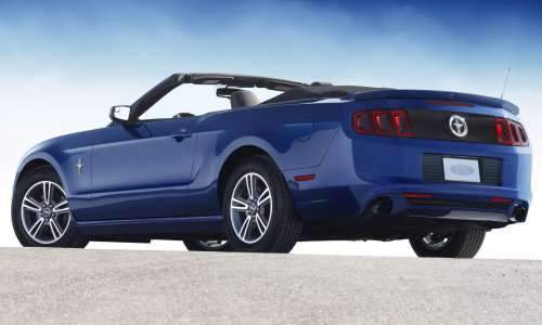The back end of the new 2013 Ford Mustang V6 Convertible