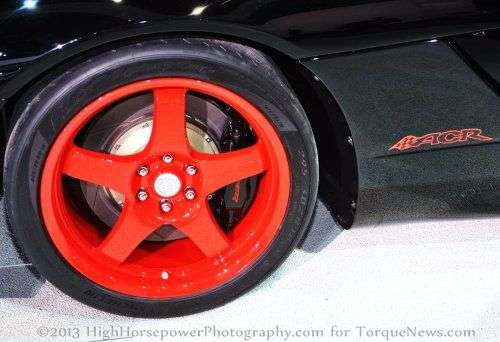 The wheel and logo of the 2010 Dodge Viper ACR