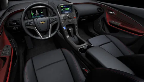 The front interior of the 2011 Chevrolet Volt