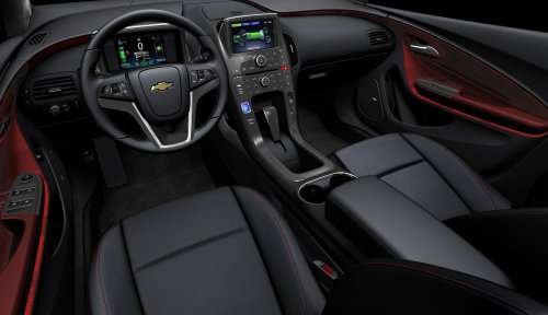 The front interior of the 2011 Chevrolet Volt