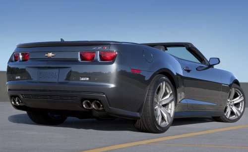 A rear view of the 2013 Chevrolet Camaro ZL1 Convertible