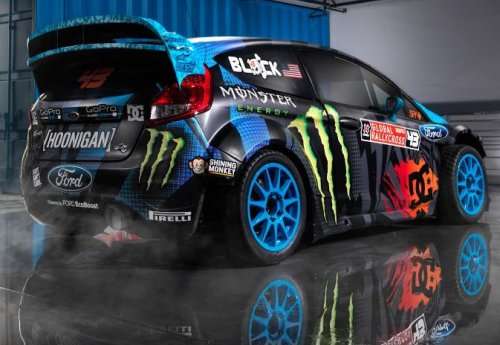 Ken Block's 2013 Ford Fiesta GLobal RallyCross car from the back