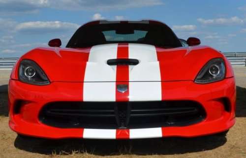 The 2013 SRT Viper in red with white stripes