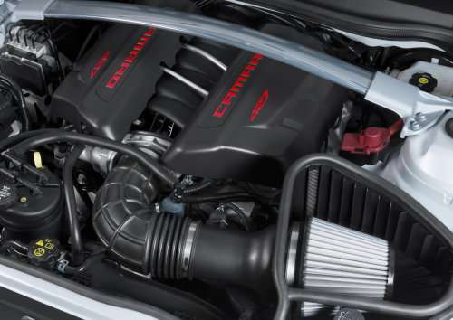 The engine bay of the new 2014 Chevrolet Camaro Z/28