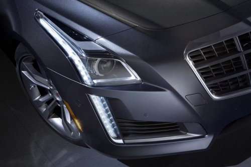 A high angle shot of the 2014 Cadillac CTS sedan's new front end