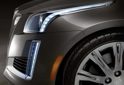 A close side shot of the 2014 Cadillac CTS sedan's new front end