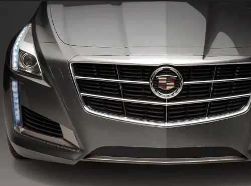 A close up view of the front end of the new 2014 Cadillac CTS