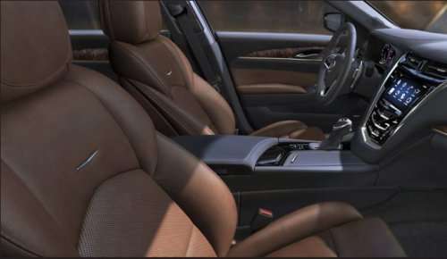 The seats and center console of the 2014 Cadillac CTS sedan