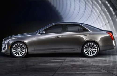 The side profile of the 2014 Cadillac CTS sedan