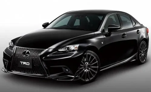 The front end of the 2014 Lexus IS wearing TRD accessories