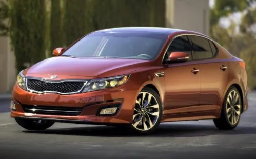 The front end of the 2014 Kia Optima SX